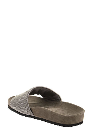 BRUNELLO CUCINELLI Metallic Open Toe Slip-On Flats for Women