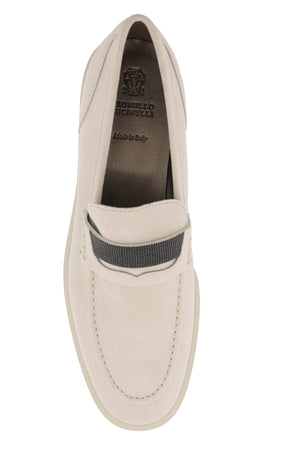 BRUNELLO CUCINELLI Nude & Neutral Suede Loafers with 2cm Heel for Women - SS24 Collection