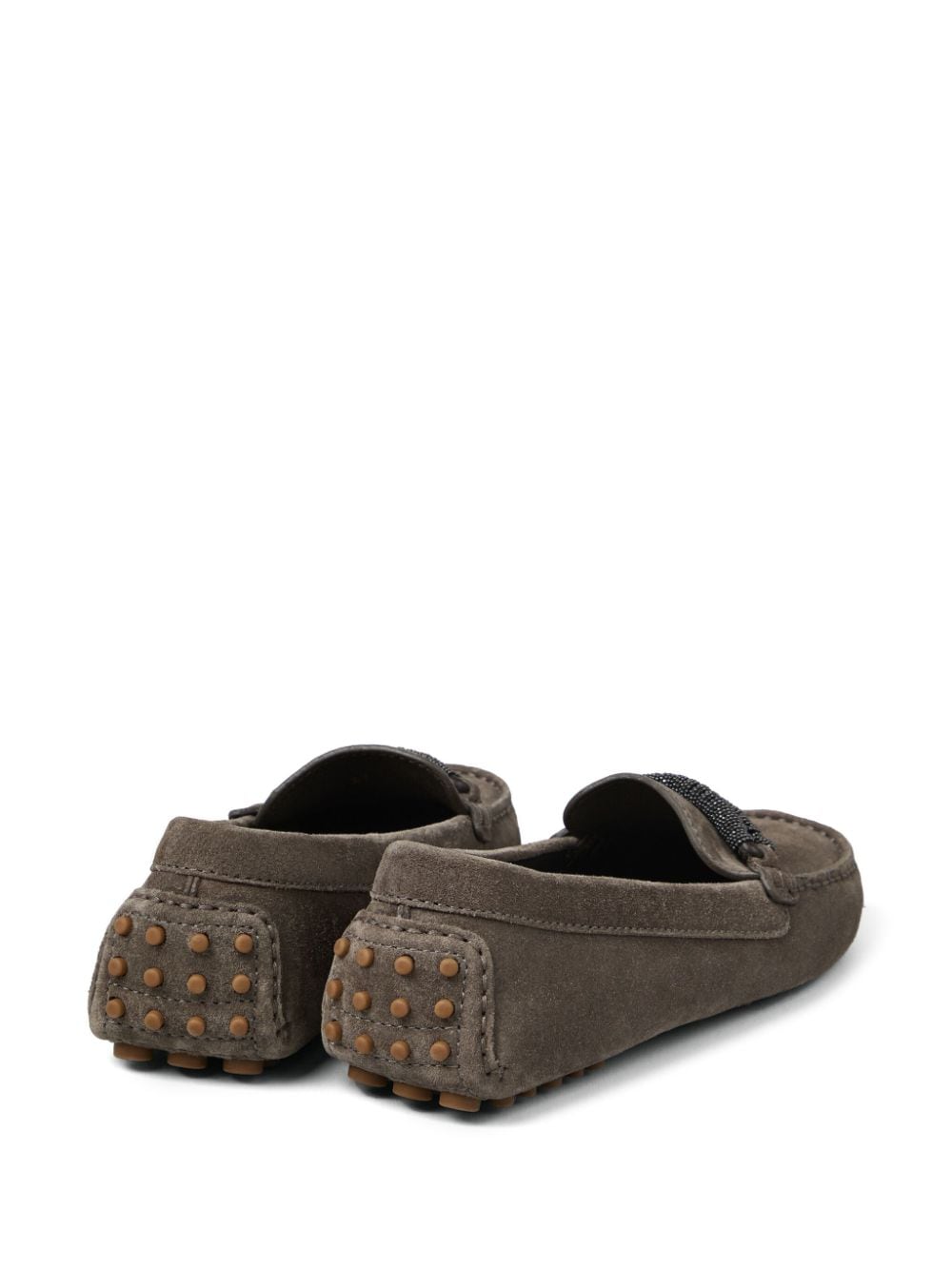 BRUNELLO CUCINELLI Suede Loafers with Monili Chain Detail