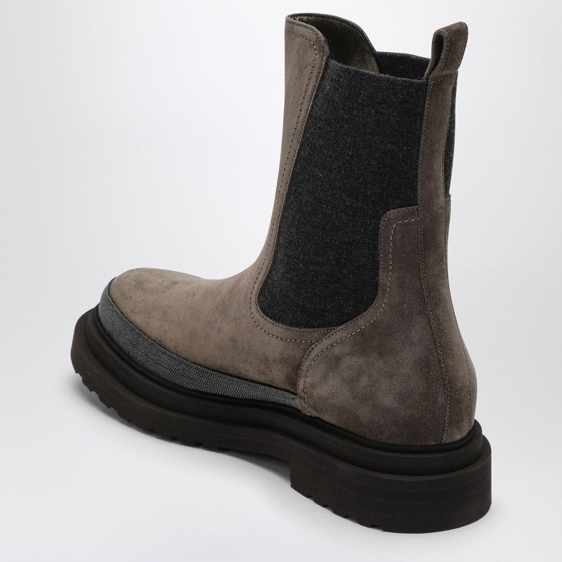 BRUNELLO CUCINELLI Elegant Brown Suede Chelsea Boots