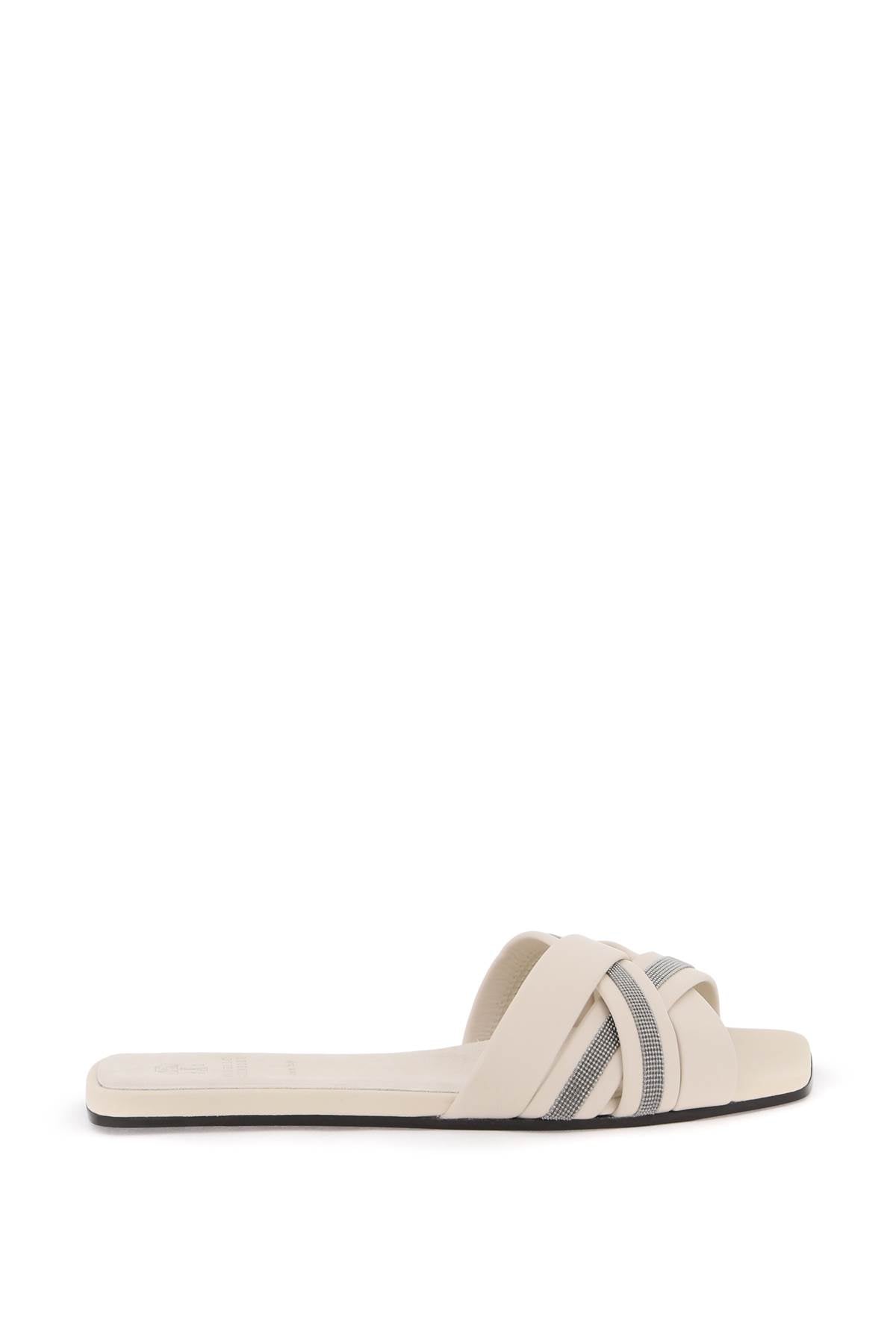 BRUNELLO CUCINELLI Nappa Slide Sandals with Decorative Charm