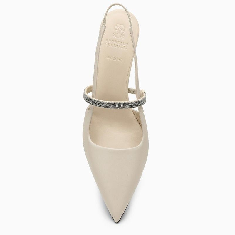 BRUNELLO CUCINELLI Ivory Leather Slingback for Women - SS24 Collection