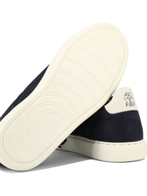 BRUNELLO CUCINELLI Blue Suede Low-Top Sneakers for Men