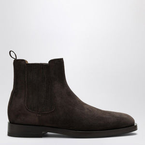 BRUNELLO CUCINELLI Men's Suede Chelsea Boot - Round Toe with Elastic Side Straps