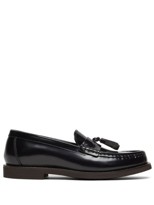 BRUNELLO CUCINELLI Leather Loafers with Signature Chain Detail