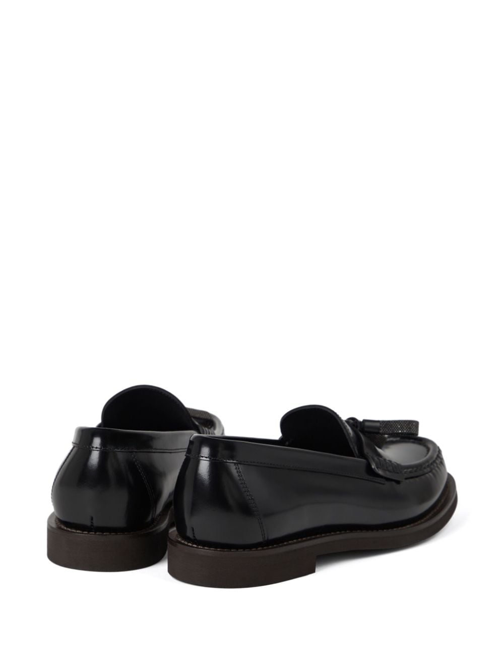 BRUNELLO CUCINELLI Leather Loafers with Signature Chain Detail