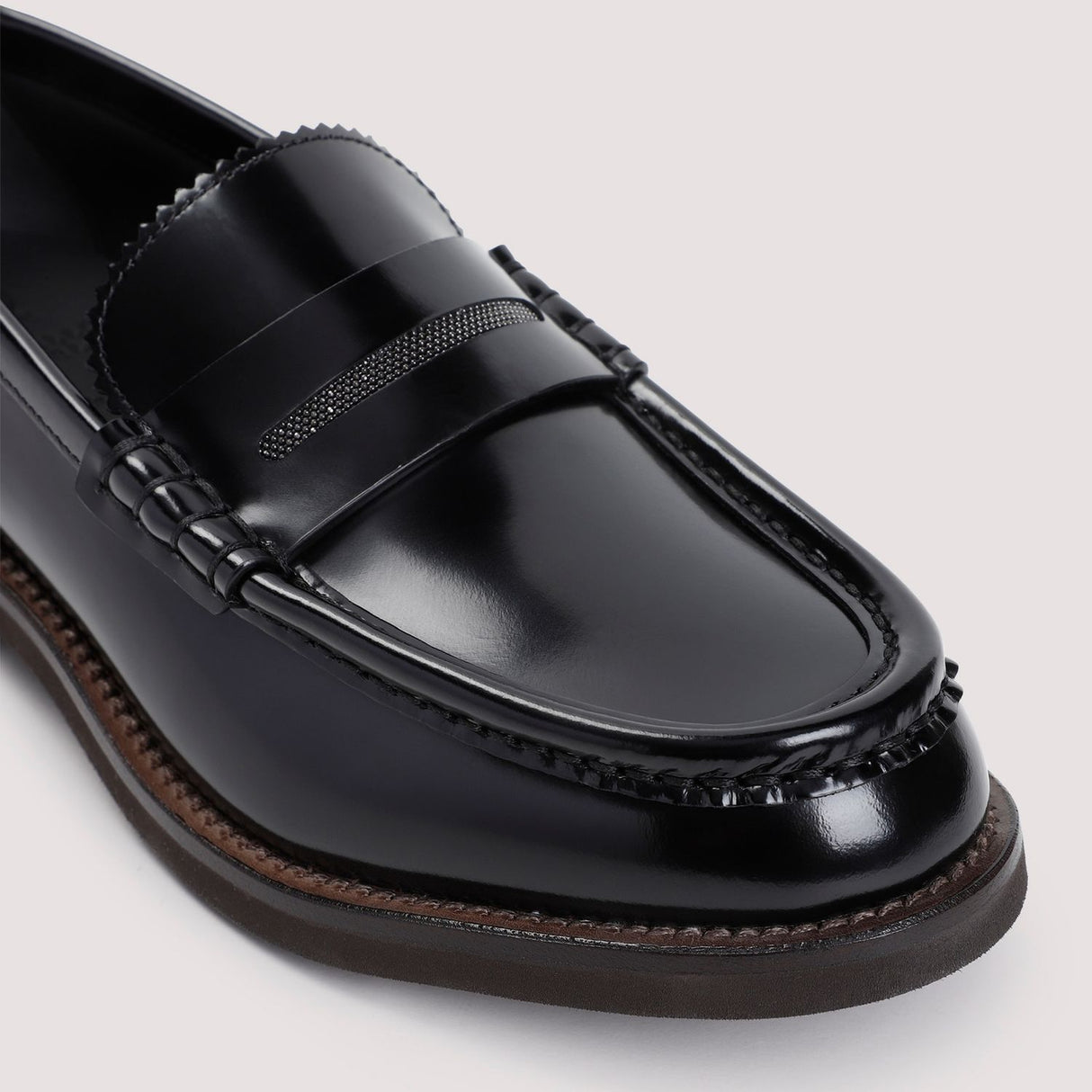 BRUNELLO CUCINELLI Elegant Black Leather Loafers for Women