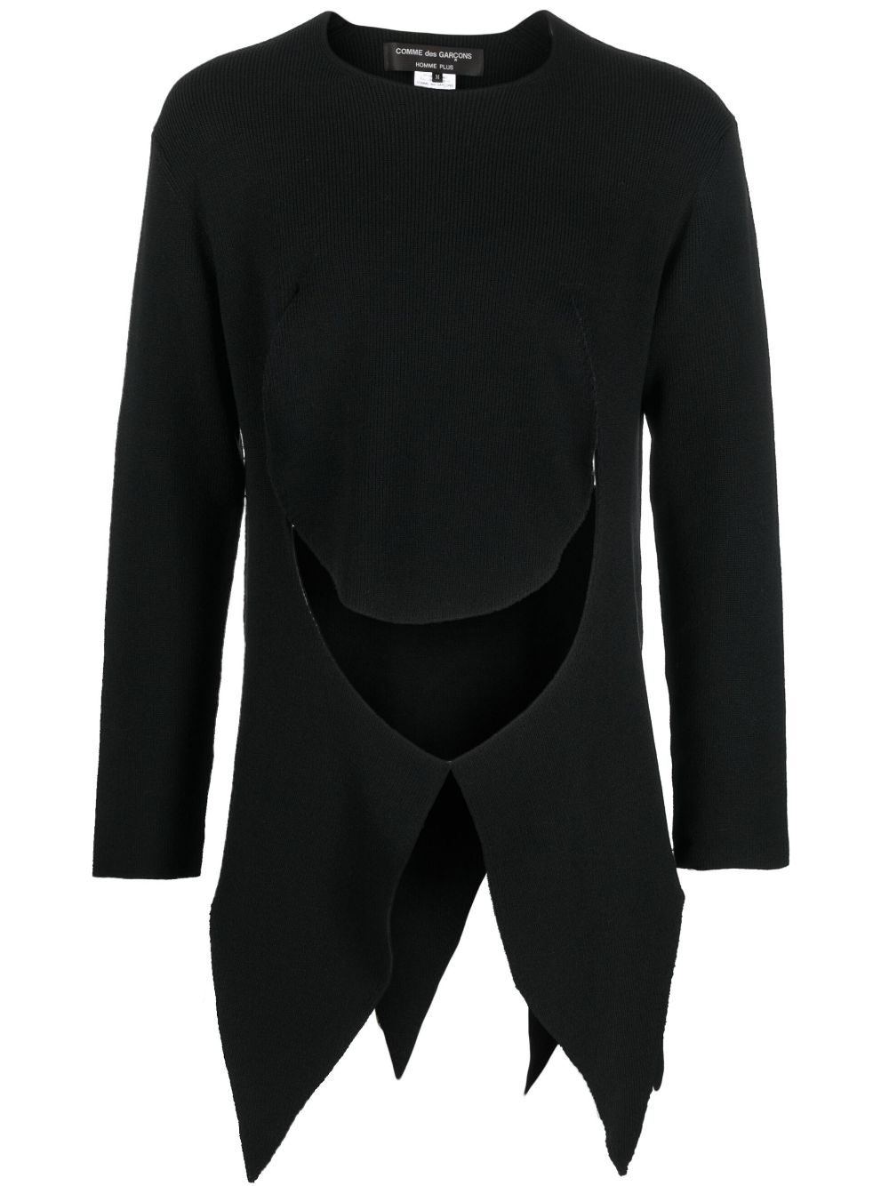 HOMME PLISSE Asymmetric Cut-Out Jumper for Men in Black