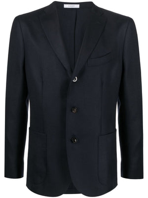 BOGLIOLI Classic Navy Wool Buttoned-Cuff Jacket for Men