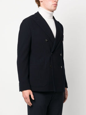 BOGLIOLI Midnight Blue Double-Breasted Jacket with Peak Lapels