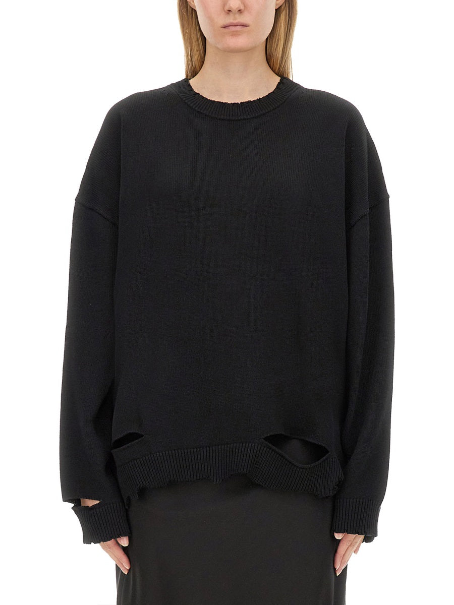 HELMUT LANG Distressed Oversized Sweater - Size S