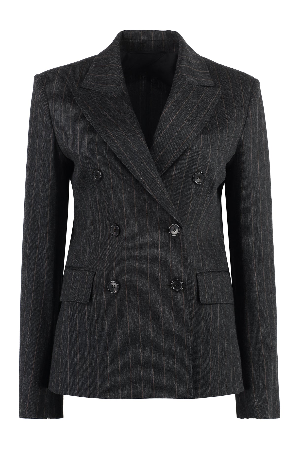 MAX MARA Women's Pinstriped Double-Breasted Blazer for FW23 in Grey