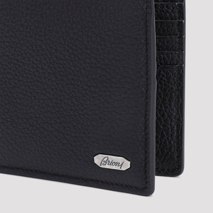 BRIONI Elegant Mini Wallet in Grained Leather, 10x9 cm