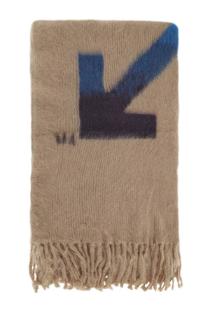 OFF-WHITE Luxurious Mohair-Blend Blanket with Contrasting Jacquard Arrows Logo and Fringed Ends