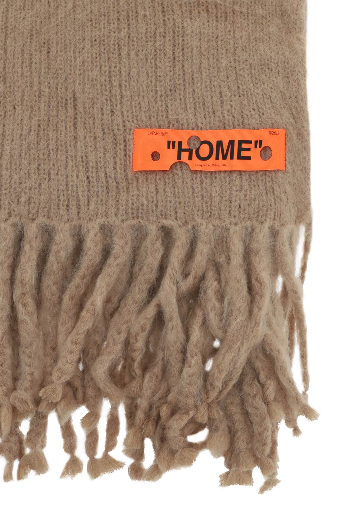 OFF-WHITE Luxurious Mohair-Blend Blanket with Contrasting Jacquard Arrows Logo and Fringed Ends