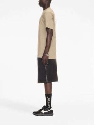 OFF-WHITE Men's Green Maxi Embroidered Cotton T-Shirt for FW23