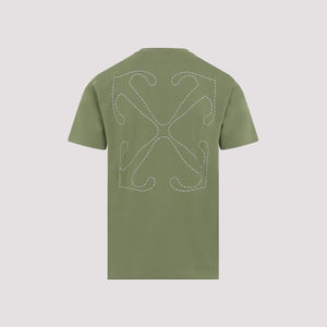 OFF-WHITE Arrow Stitched Cotton Tee in Green