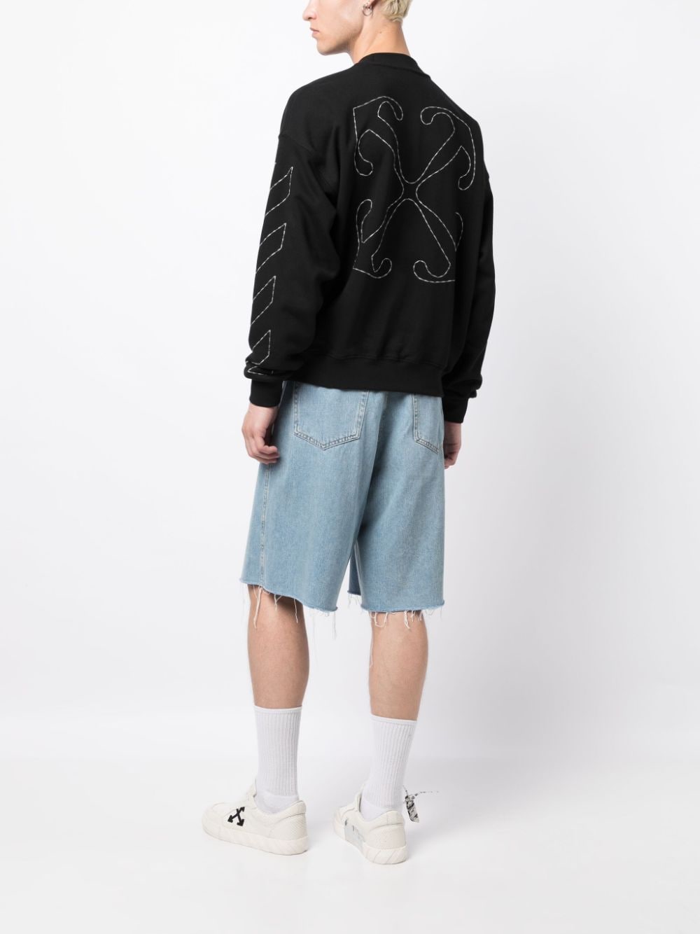 OFF-WHITE Signature Men's Blue Cotton Sweatshirt for FW24