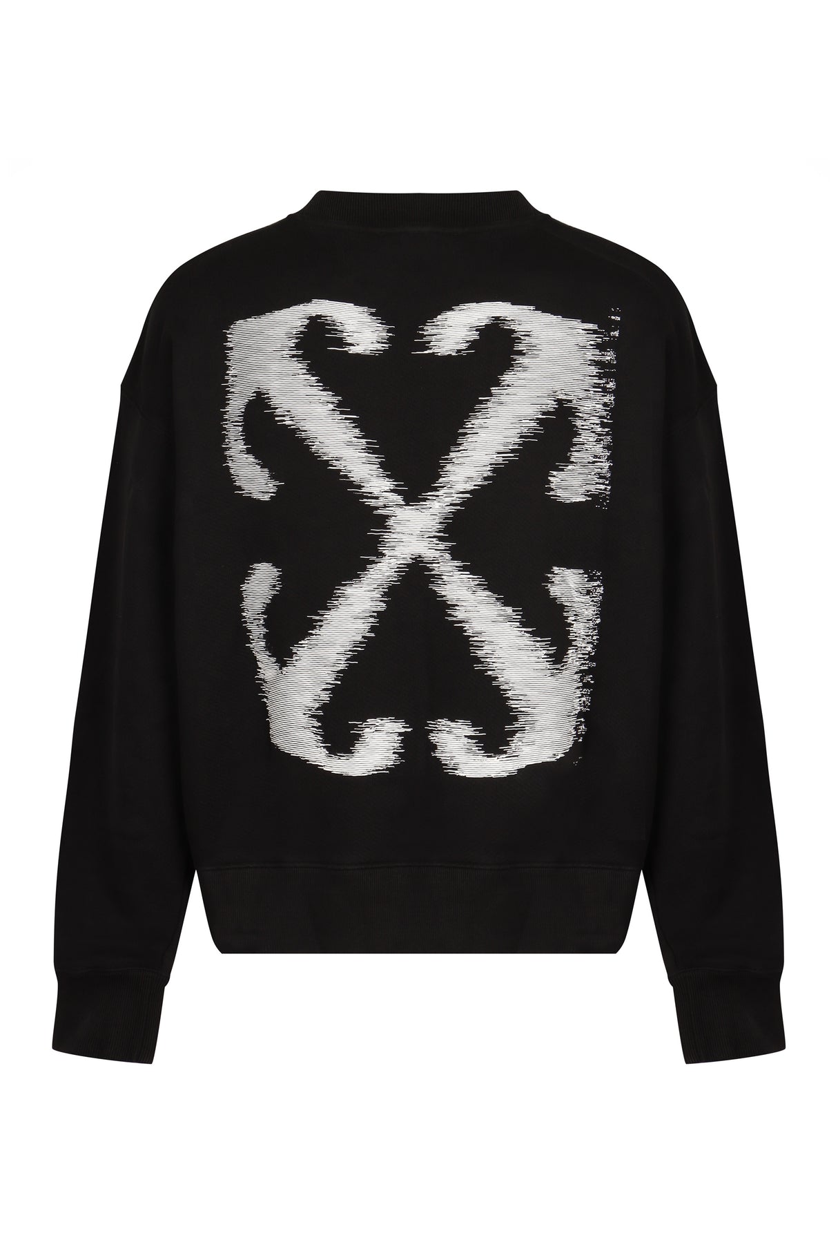 OFF-WHITE Sleek Black Crewneck Sweatshirt with Logo Detail