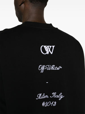 OFF-WHITE Men's Embroidered Crew-Neck Sweatshirt in Panna for SS24