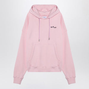 OFF-WHITE Pink Cotton Hoodie with Contrasting Lettering