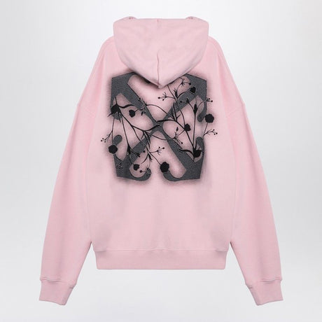 OFF-WHITE Pink Cotton Hoodie with Contrasting Lettering