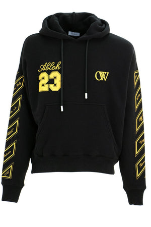 OFF-WHITE Organic Cotton Hooded Sweatshirt with Graphic Print Sleeves