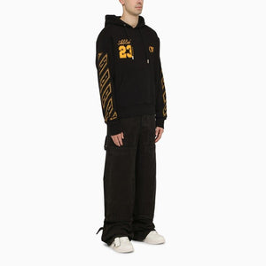 OFF-WHITE Organic Cotton Hooded Sweatshirt with Graphic Print Sleeves