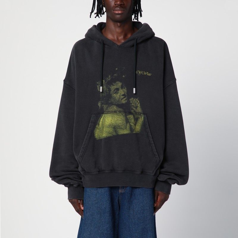 OFF-WHITE Oversized Black Hoodie with Logo Print