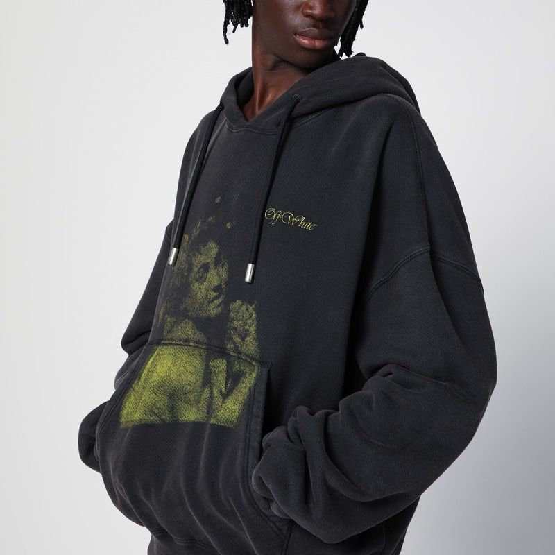 OFF-WHITE Oversized Black Hoodie with Logo Print