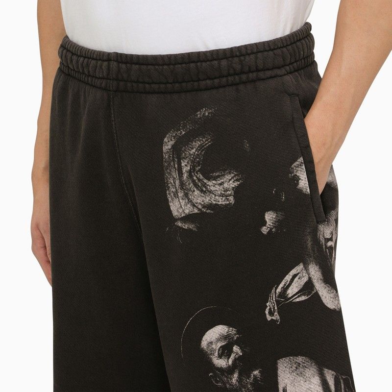 OFF-WHITE Oversized Black Printed Sweatshorts for Men - SS24 Collection