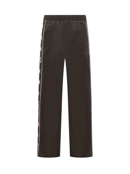 OFF-WHITE Men's Black and White Nylon Varsity Track Pants for SS24