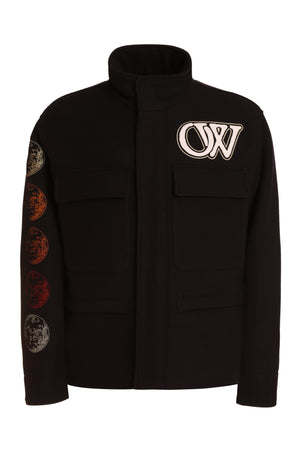 OFF-WHITE Blue Varsity Virgin Wool Jacket for Men