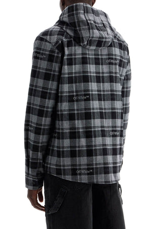 OFF-WHITE Checkered Flannel Overshirt with Hood - Relaxed Fit, Size L