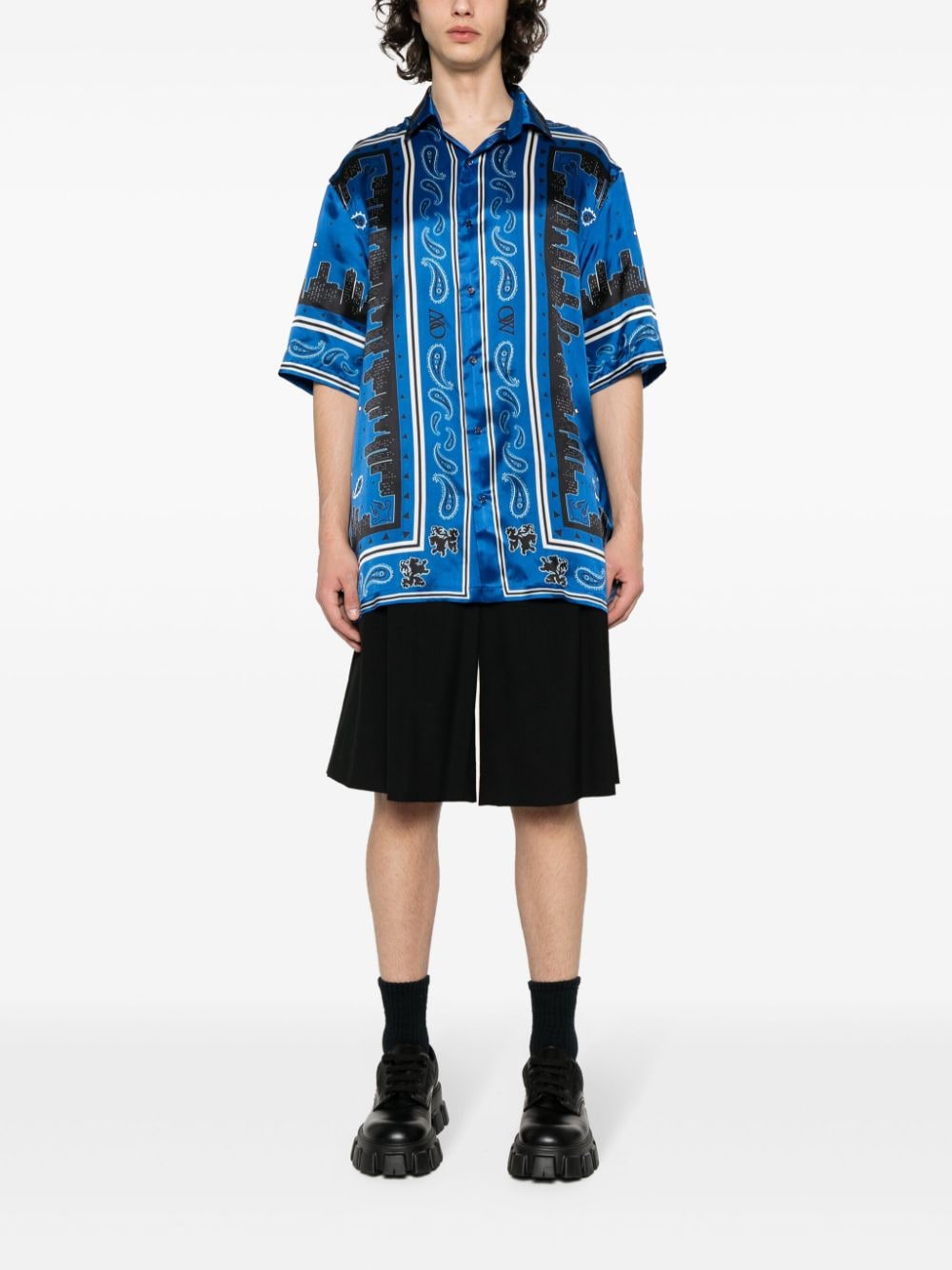 Blue Shirt with Bandana Motif for Men from OFF-WHITE