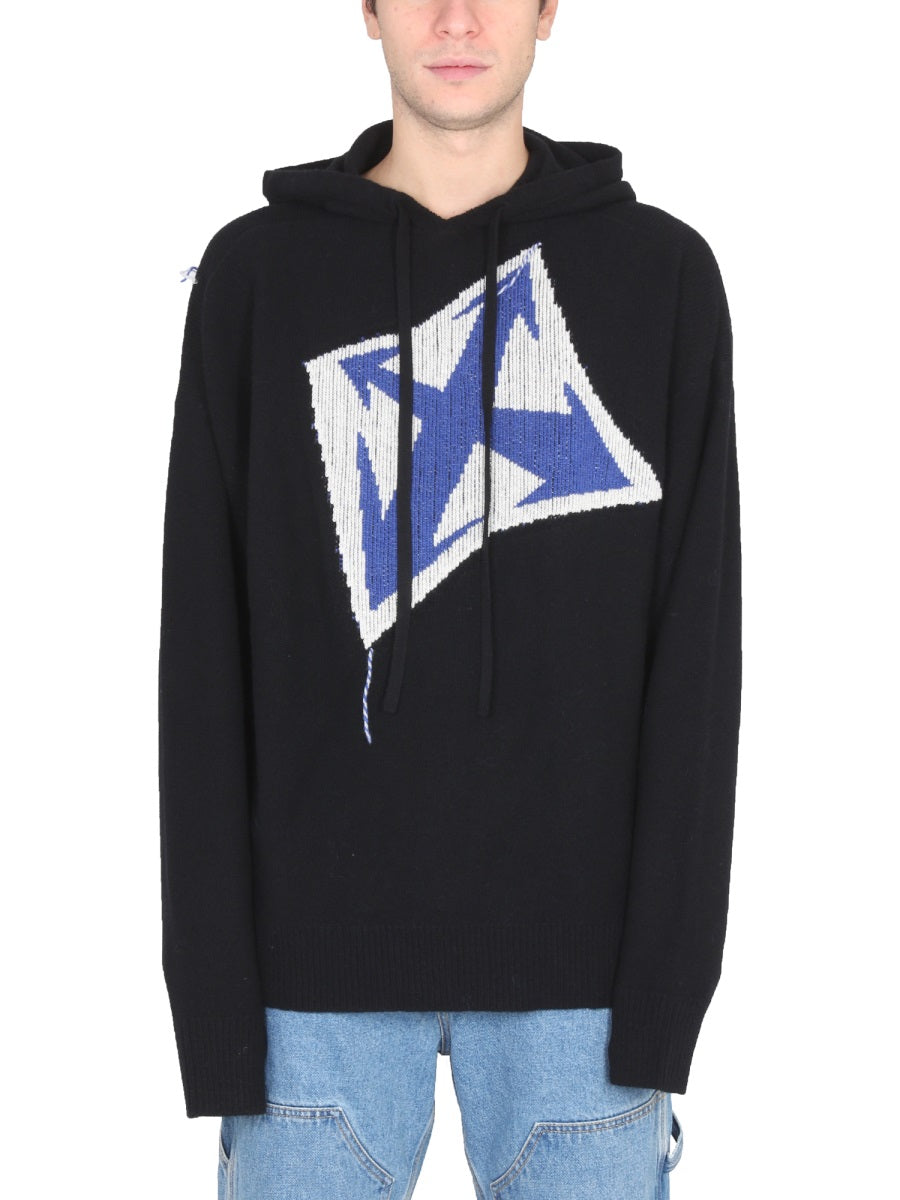 OFF-WHITE Thunder Arrow Drawstring Hoodie - Men’s Sweater