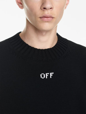 OFF-WHITE Men's Black Arrow Embroidered Knit Sweater for FW23 Season