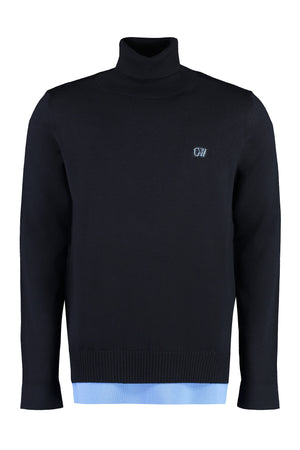 OFF-WHITE Classic Blue Wool Turtleneck Sweater for Men