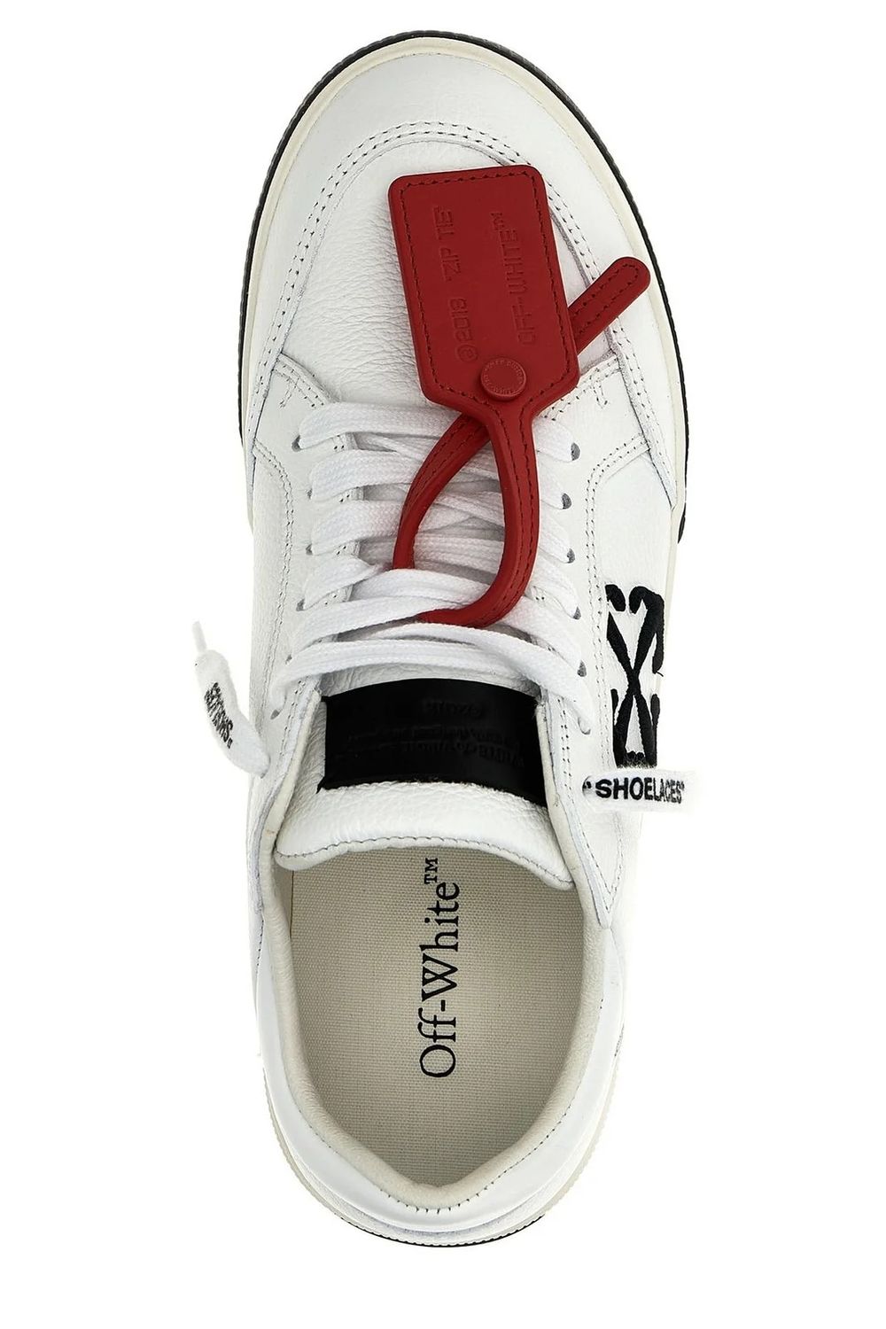 OFF-WHITE Sleek Vulcanized Low-Top Sneakers in White & Black