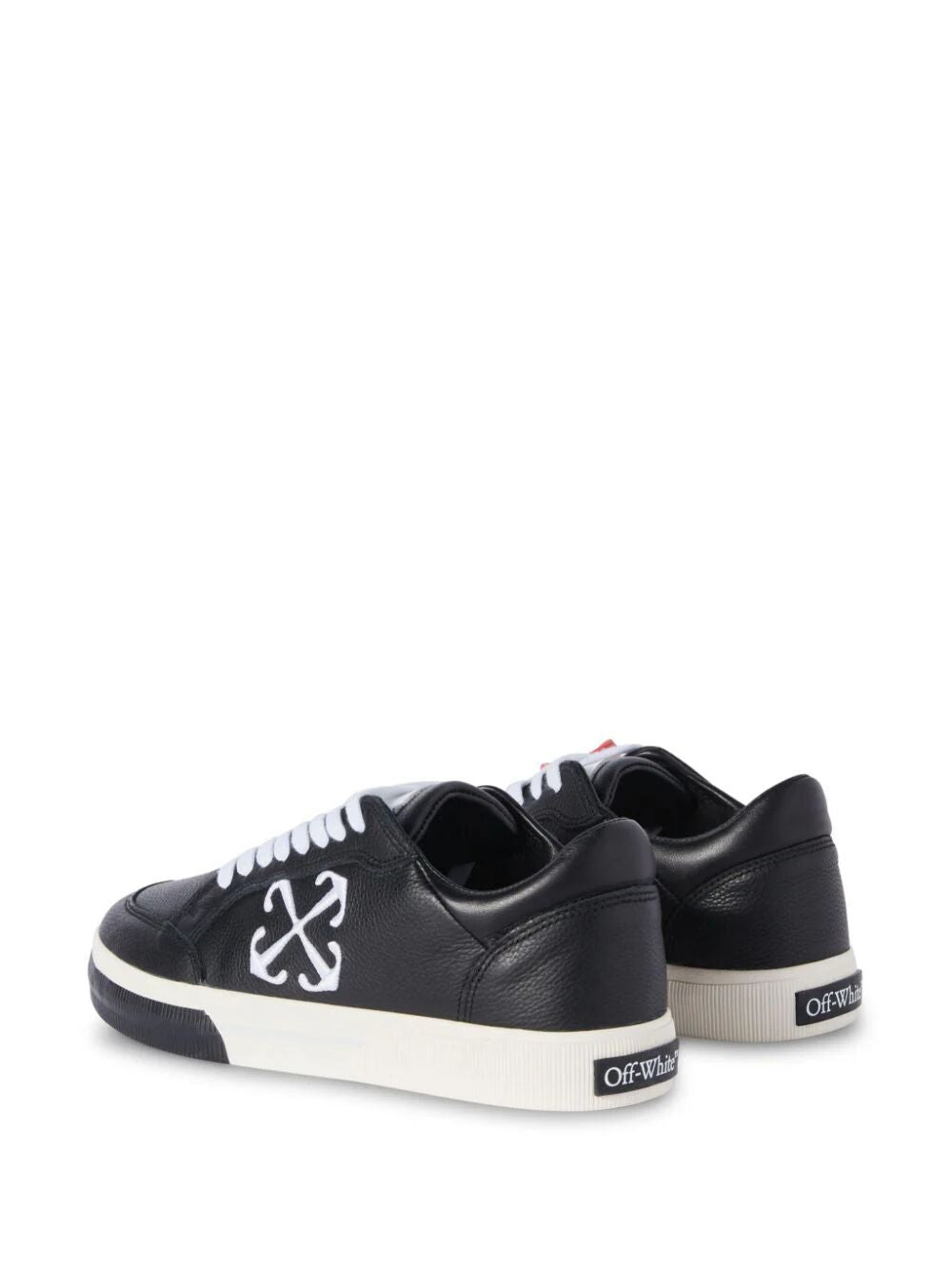 OFF-WHITE Men's Black Vulcanized Leather Sneakers for Summer 2024