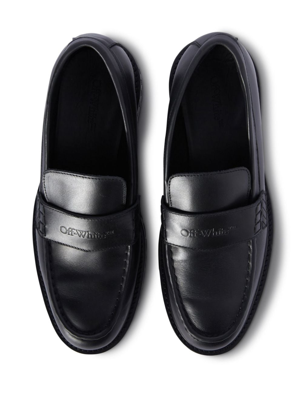 OFF-WHITE Black Military Leather Loafers for Men