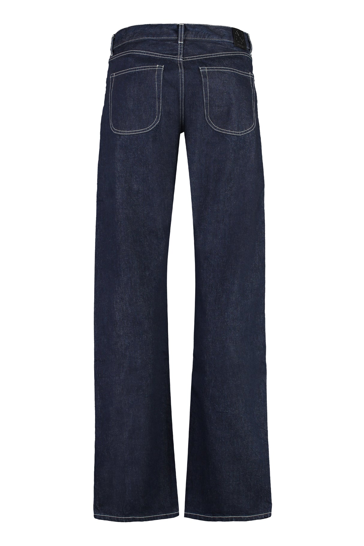 OFF-WHITE Men's Denim Straight-Leg Trousers with Metal Buttons and Rivets