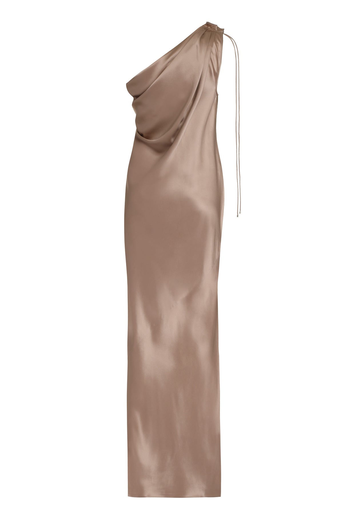 MAX MARA Golden Silk One Shoulder Dress for Women - SS24