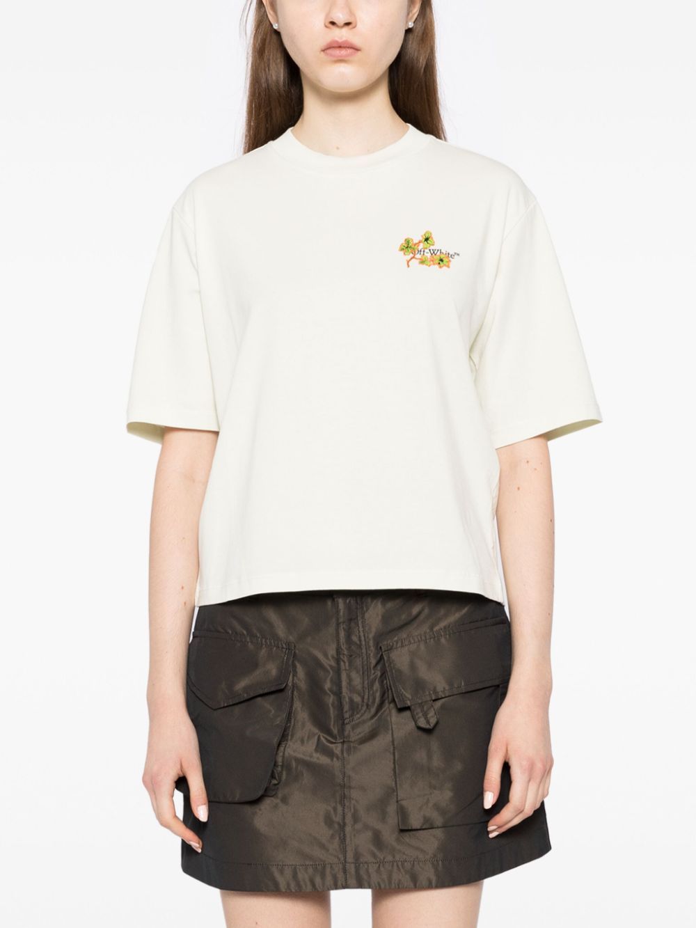 OFF-WHITE Light Green Mini T-Shirt with Leaf Logo