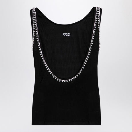 OFF-WHITE Beaded Black Ribbed Tank Top for Women