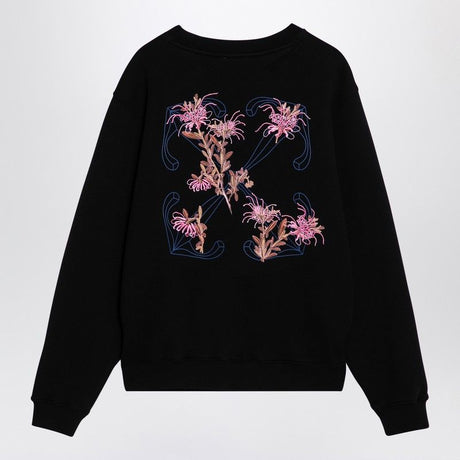 OFF-WHITE Elegant Black Embroidered Cotton Sweatshirt