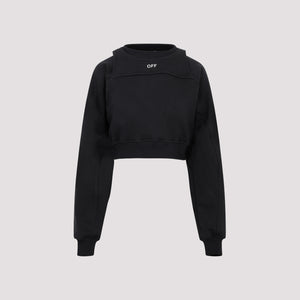 OFF-WHITE Black Cropped Cotton Sweatshirt for Women - FW23 Collection