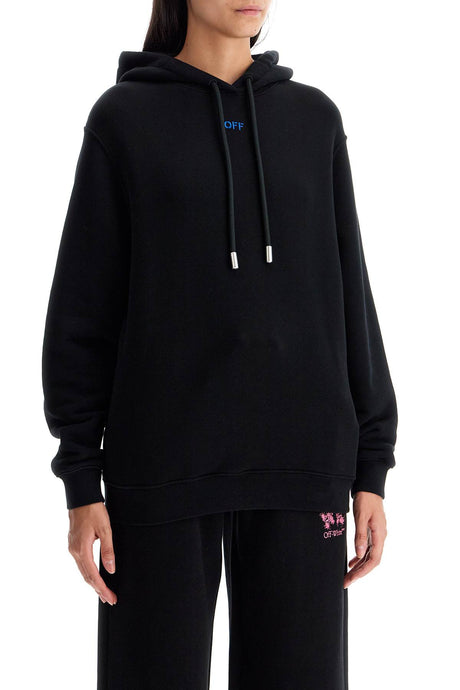 OFF-WHITE Chic Black Hoodie with Bold Blue Logo