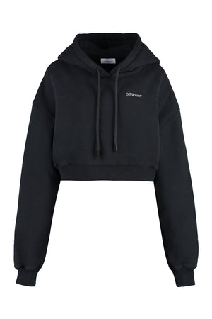 OFF-WHITE Black Cropped Hoodie for Women - FW23 Collection