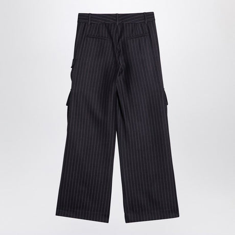 OFF-WHITE Wide Grey Pinstripe Cargo Trousers for Women - FW24